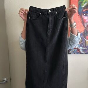 Black Long Denim Skirt